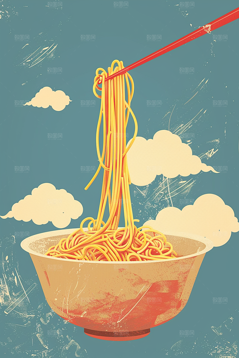 意大利面面食卡通插画