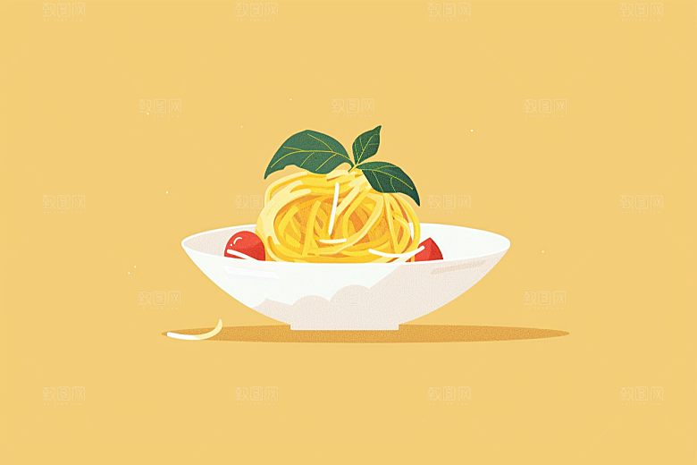 意大利面卡通清新插画