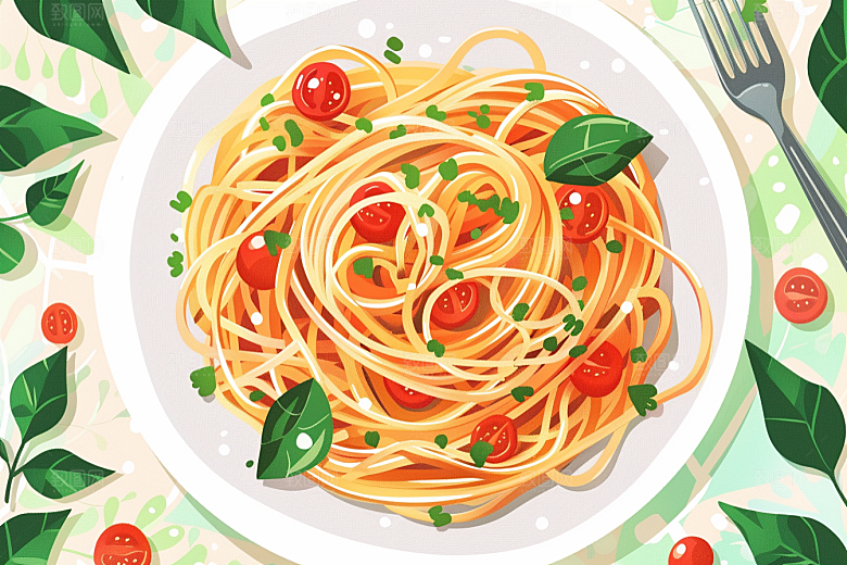 意大利面高清面食插画