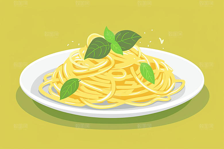 意大利面美食西餐插画