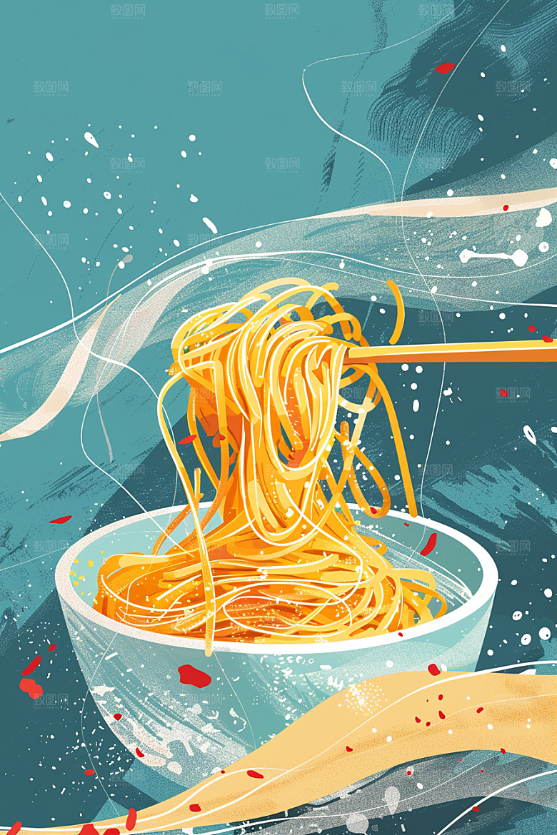 意大利面面食肉酱面插画