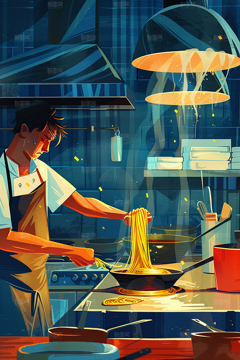 意大利面肉酱面高清插画