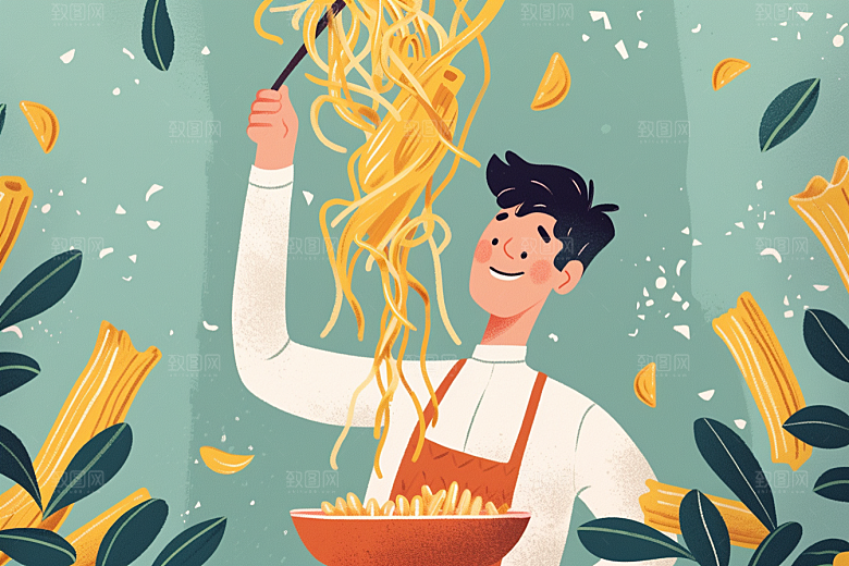 意大利面面食面条插画
