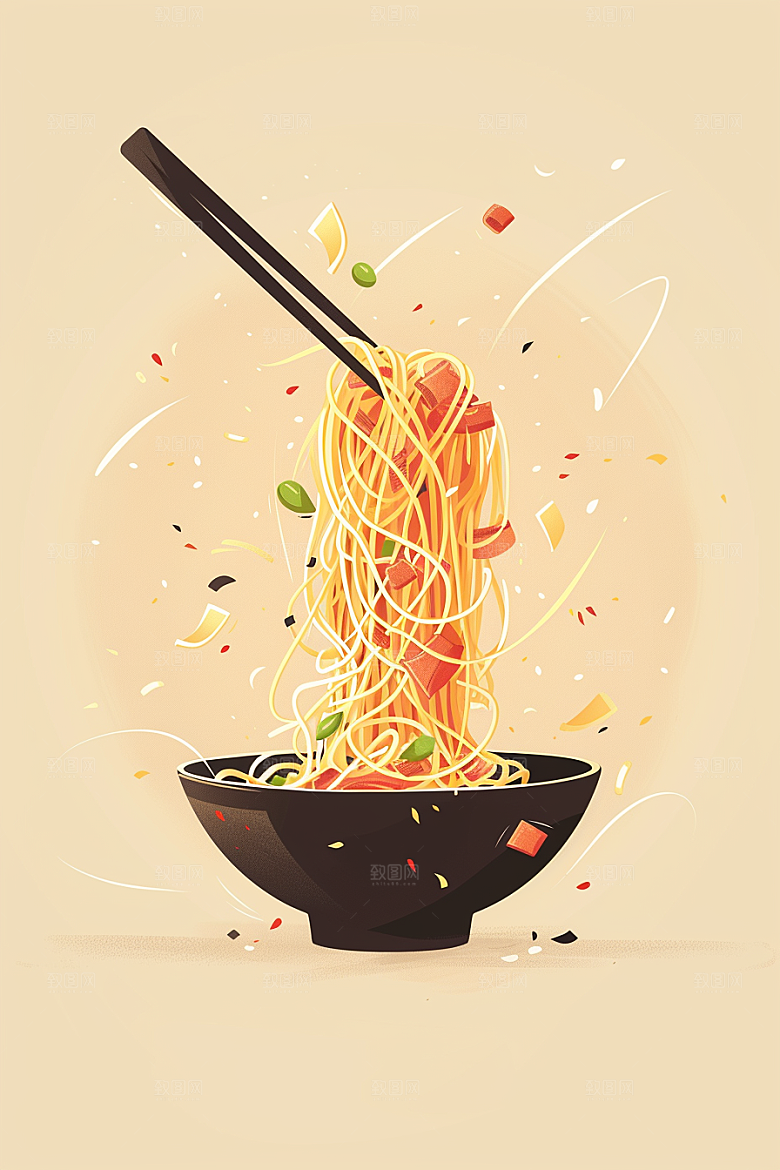 意大利面面食肉酱面插画