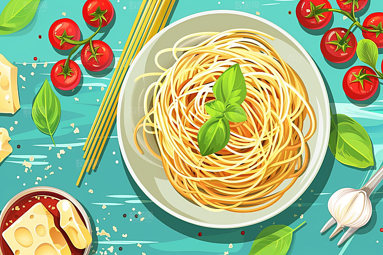意大利面高清艺术感插画