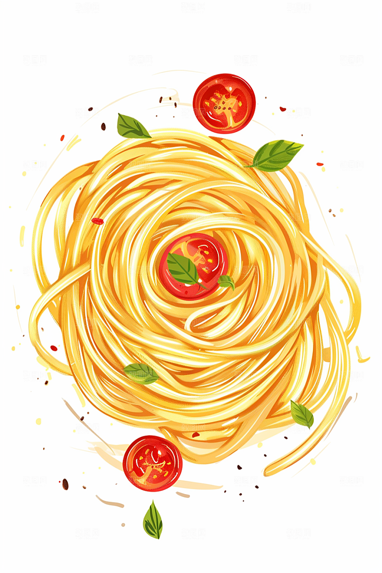 意大利面面条清新插画