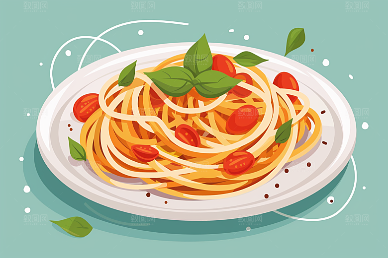 意大利面清新面食插画
