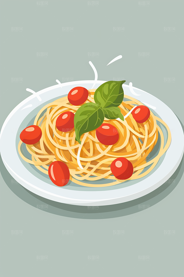 意大利面面条清新插画