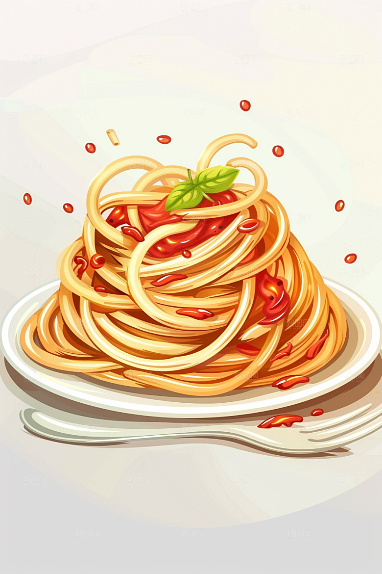 意大利面彩色面食插画