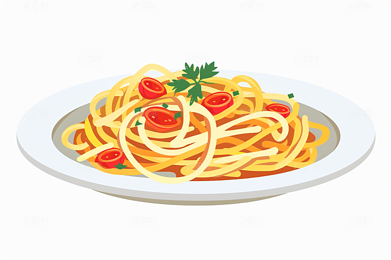 意大利面美食清新插画