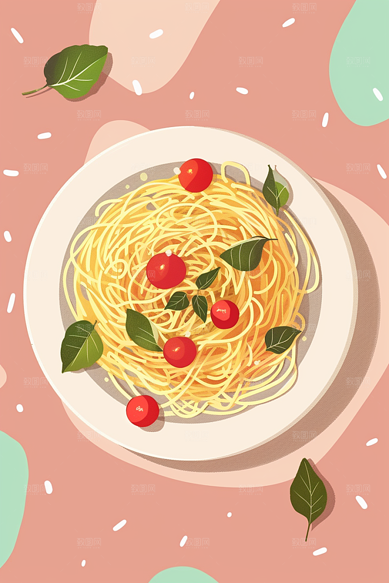 意大利面西餐面食插画
