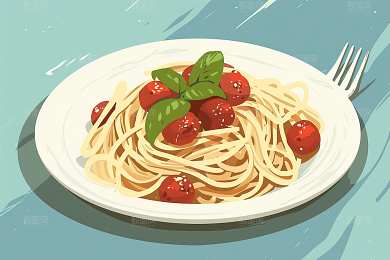 意大利面面条面食插画