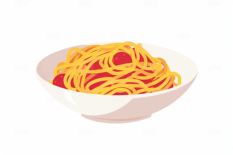 意大利面艺术感手绘插画
