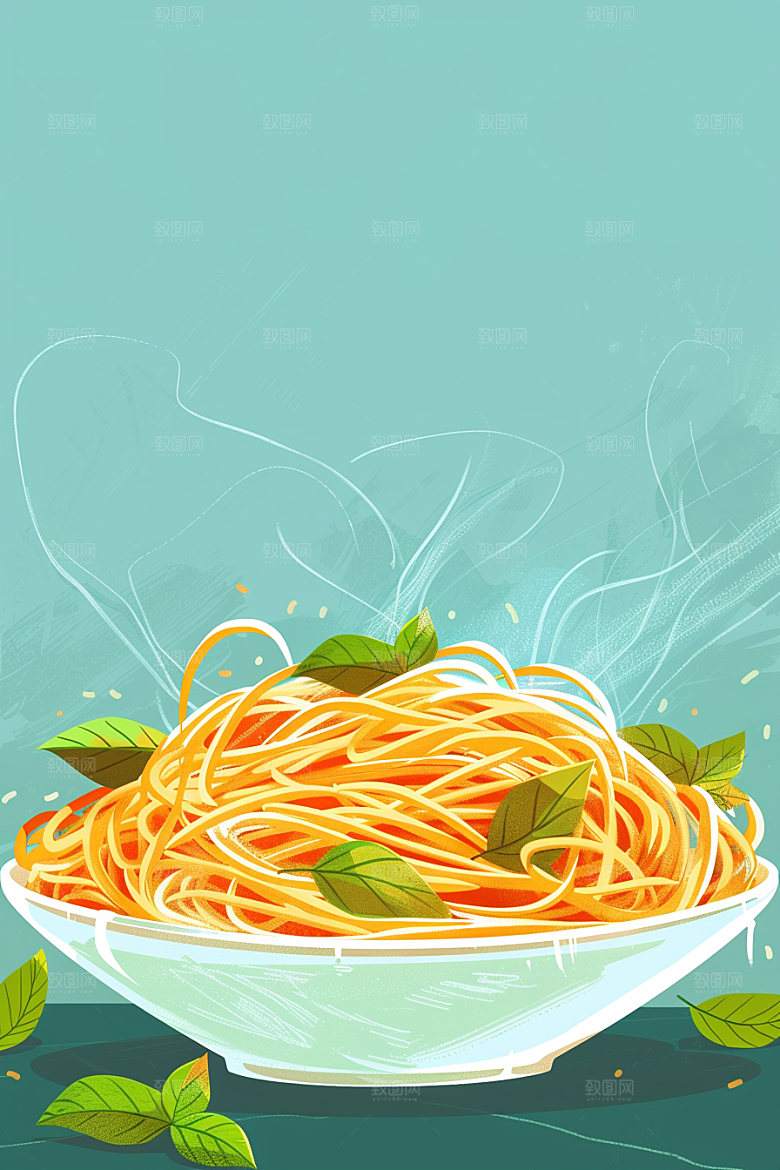 意大利面艺术感面食插画