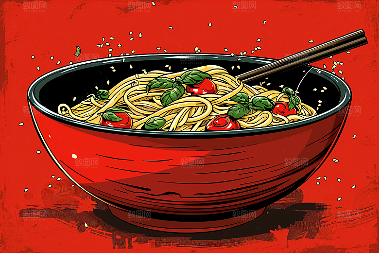 意大利面彩色面食插画