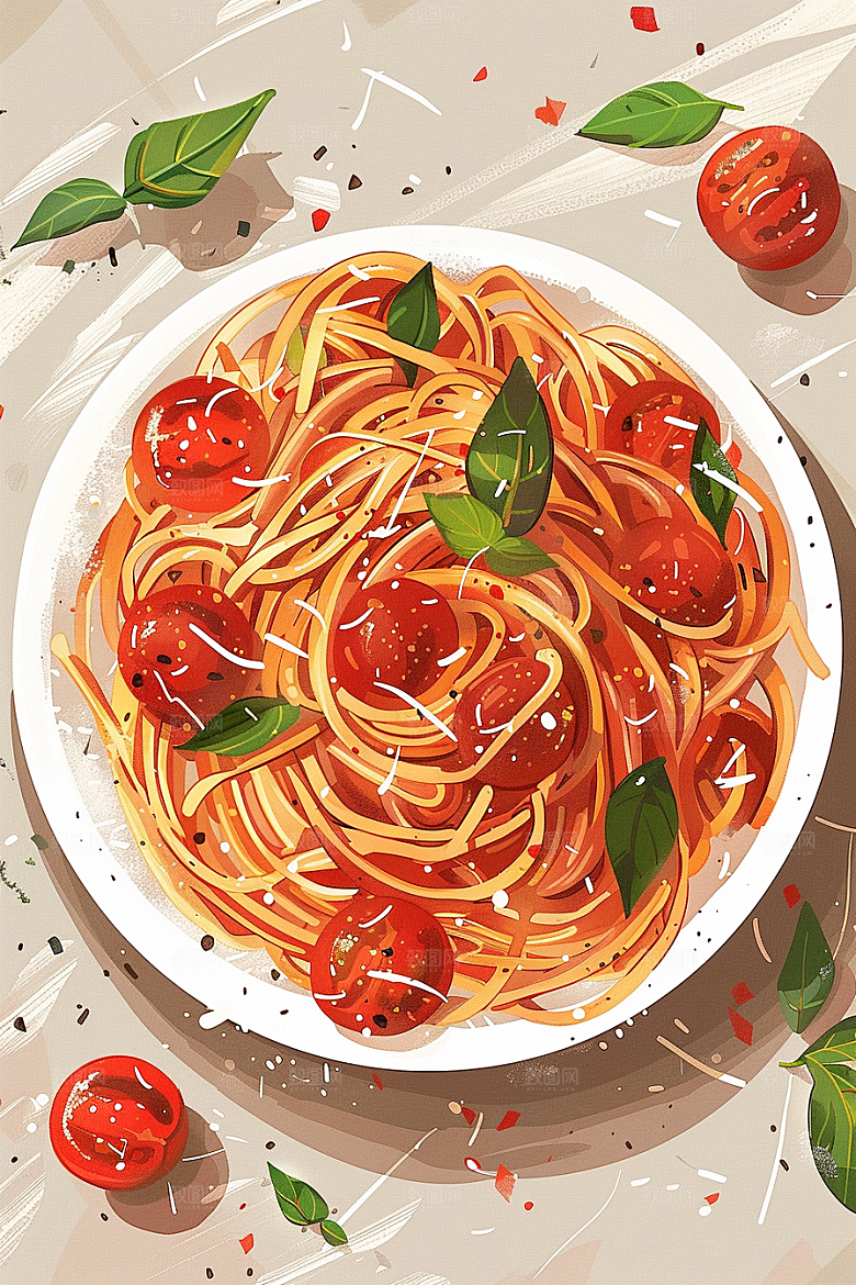 意大利面清新面食插画