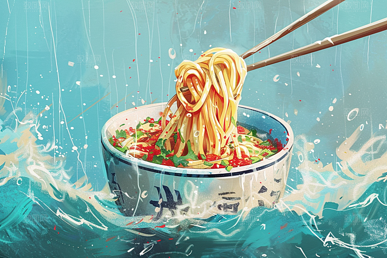 意大利面艺术感面食插画