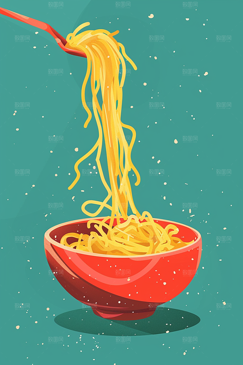 意大利面肉酱面高清插画