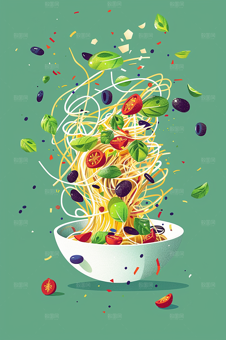 意大利面面条面食插画