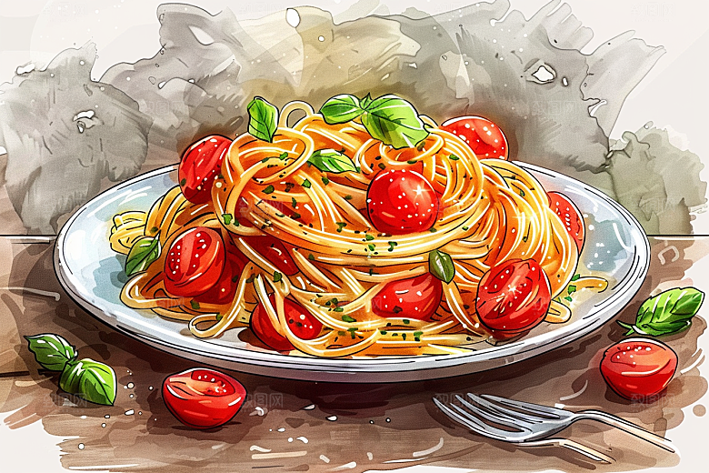 意大利面面食美食插画