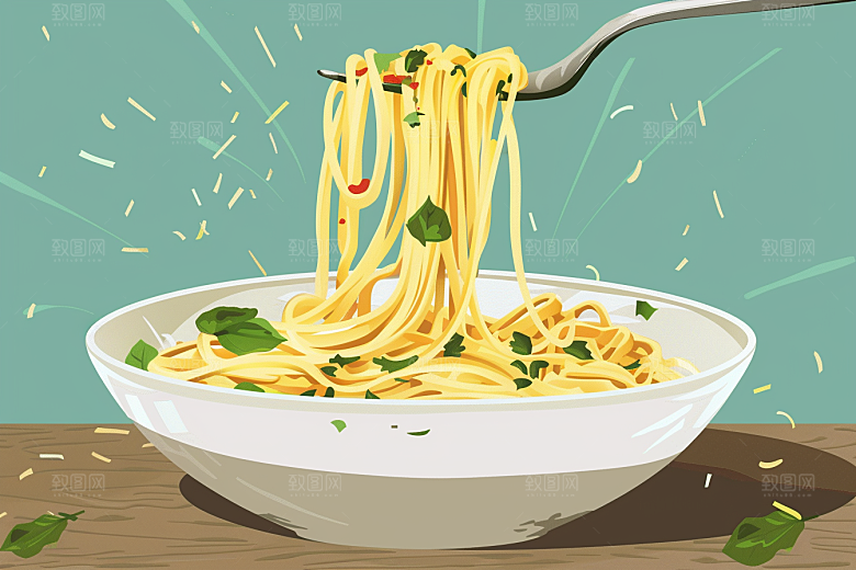 意大利面手绘面食插画