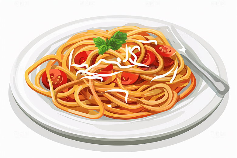 意大利面卡通面食插画
