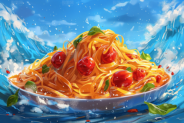 意大利面高清面食插画