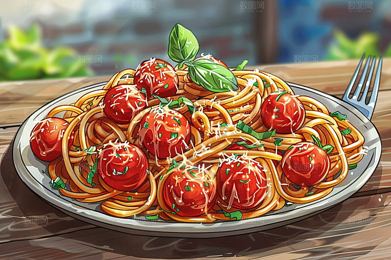 意大利面面食面条插画