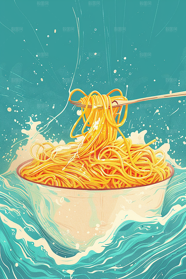 意大利面西餐面食插画