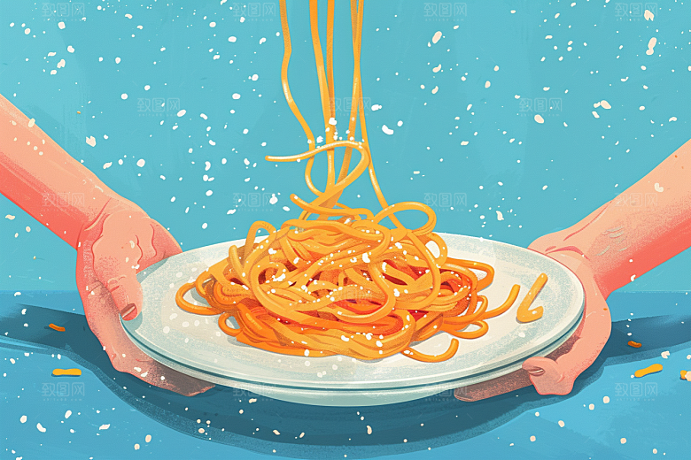 意大利面美食高清插画