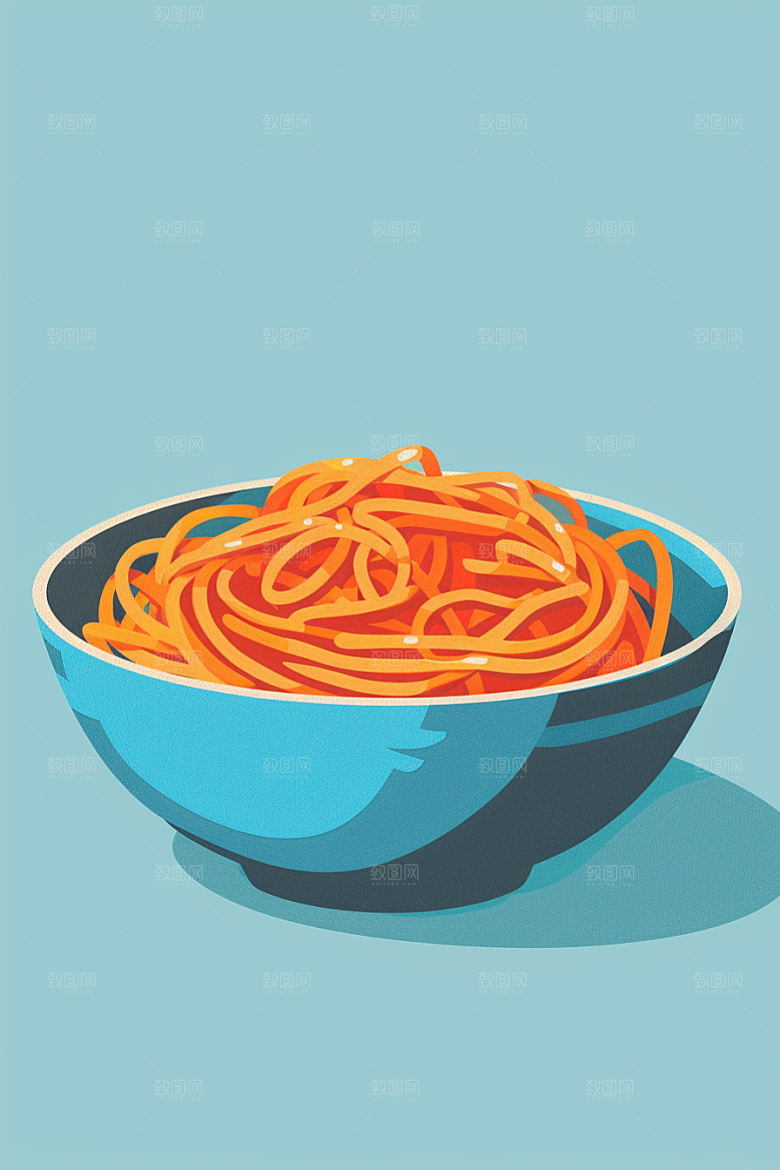 意大利面面条清新插画