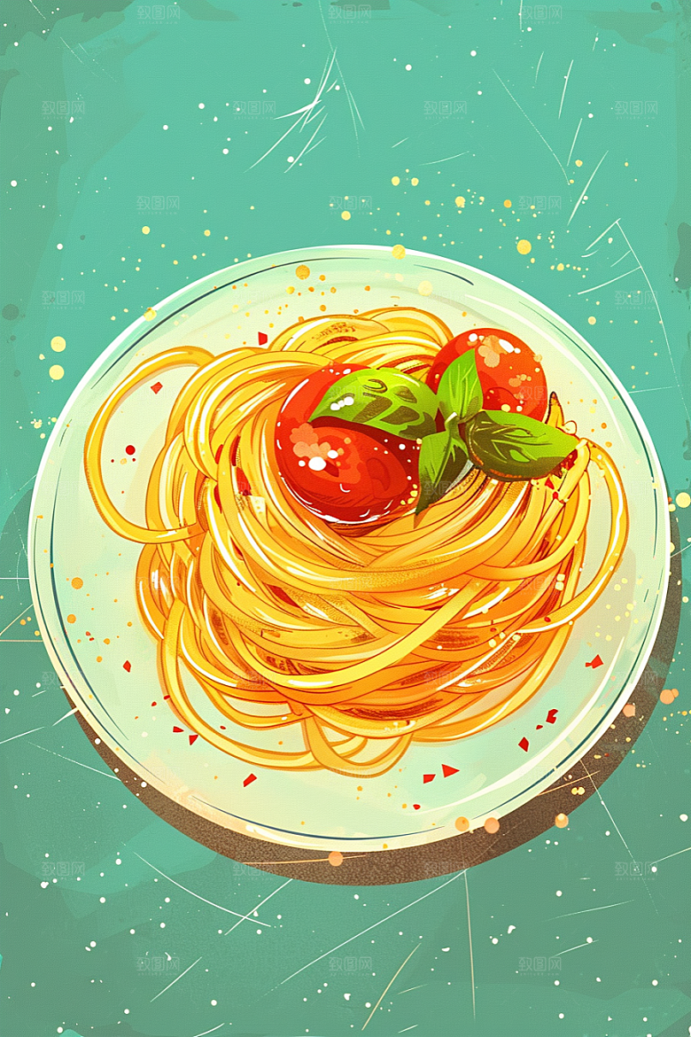 意大利面面食肉酱面插画