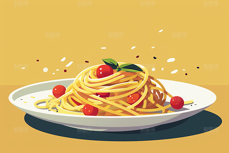 意大利面高清艺术感插画