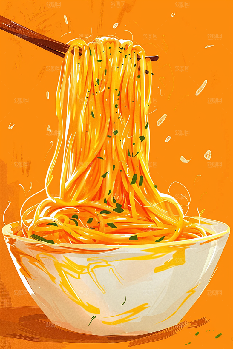 意大利面绘本风艺术感插画