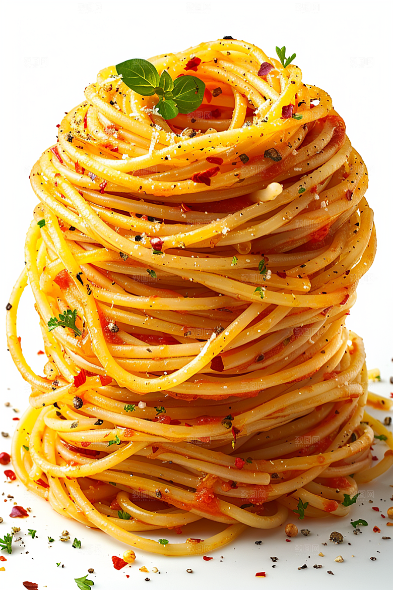 意大利面彩色美食插画