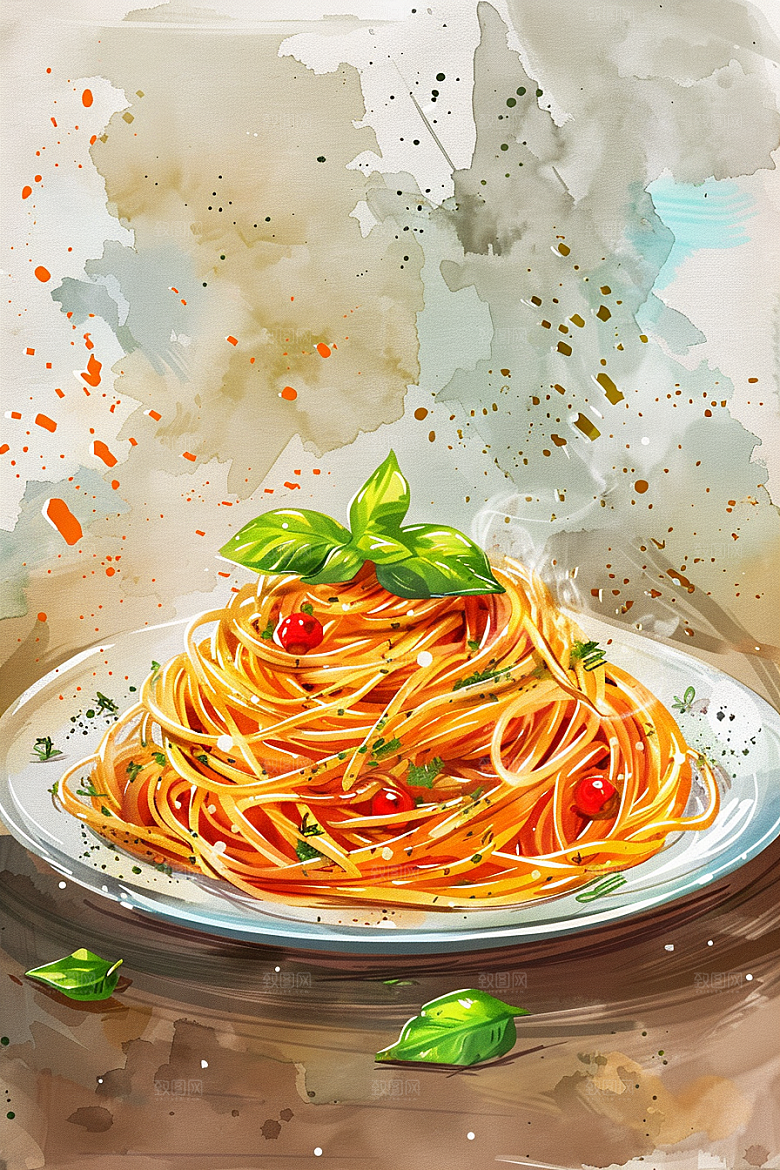 意大利面卡通面食插画