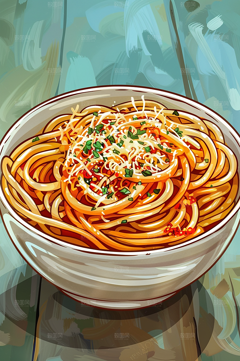 意大利面艺术感高清插画