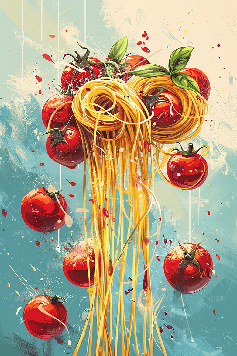 意大利面肉酱面高清插画
