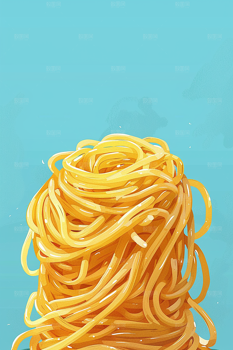 意大利面高清美食插画