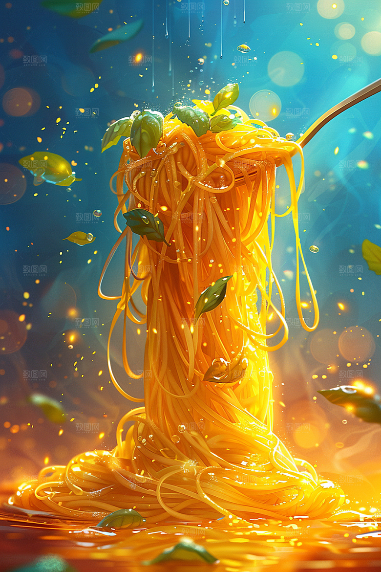 意大利面艺术感面食插画