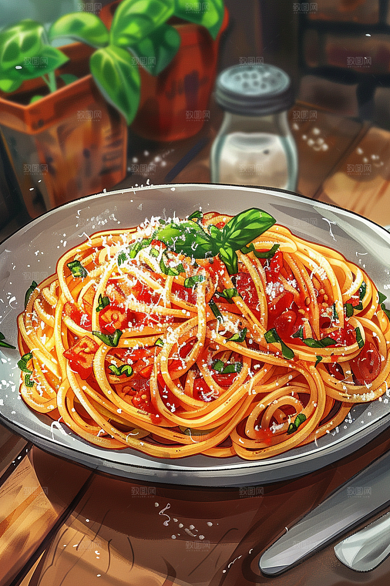 意大利面面食面条插画