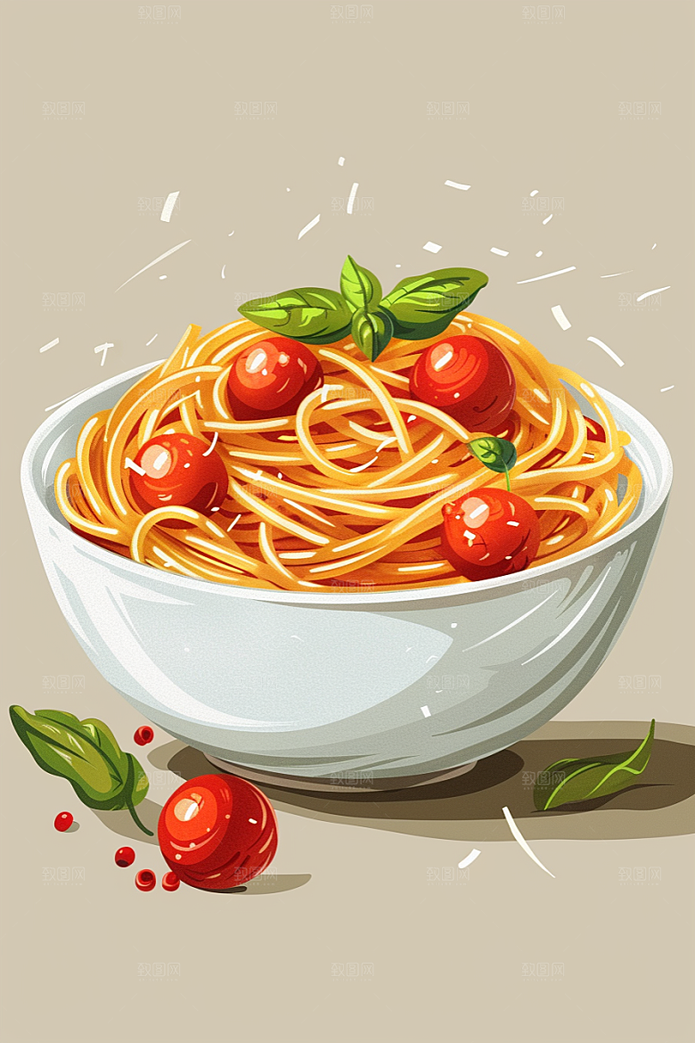 意大利面面食肉酱面插画