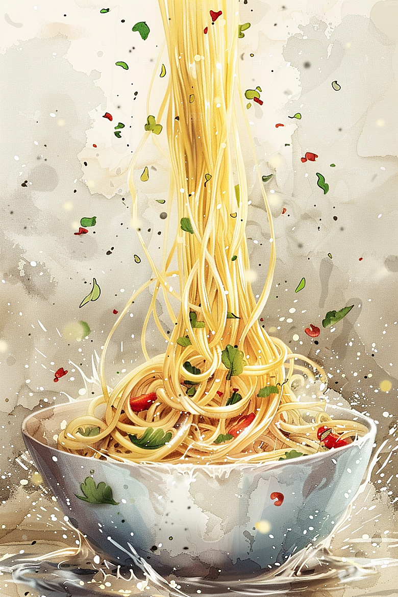 意大利面肉酱面高清插画