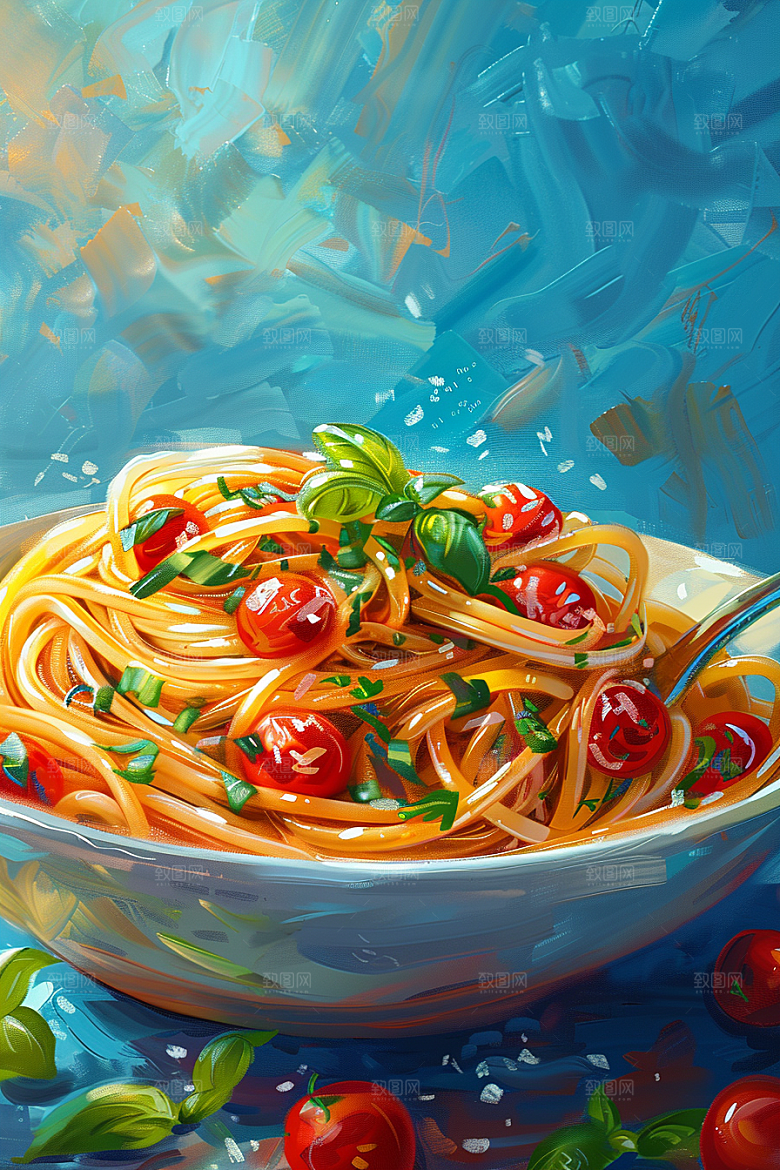 意大利面面食艺术感插画