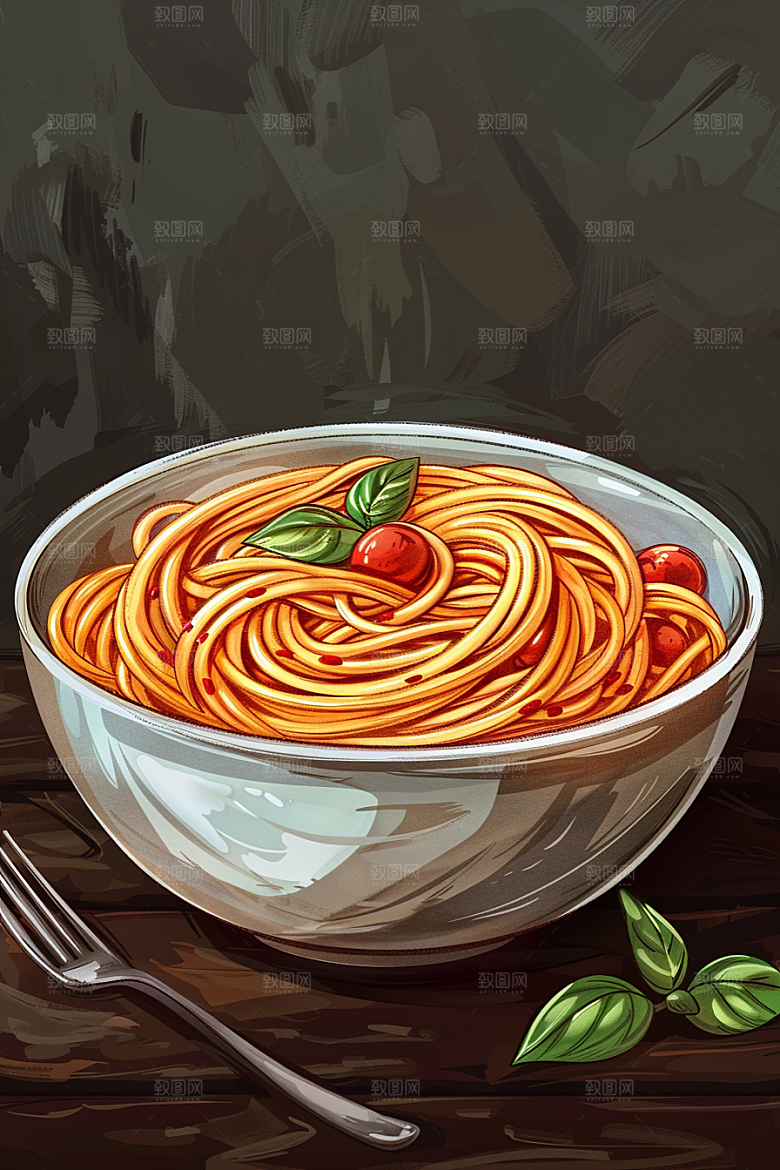 意大利面面条高清插画