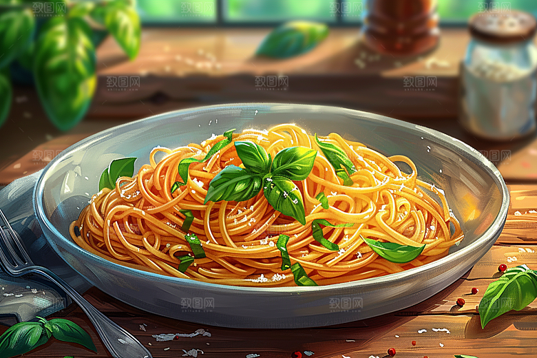意大利面美食高清插画