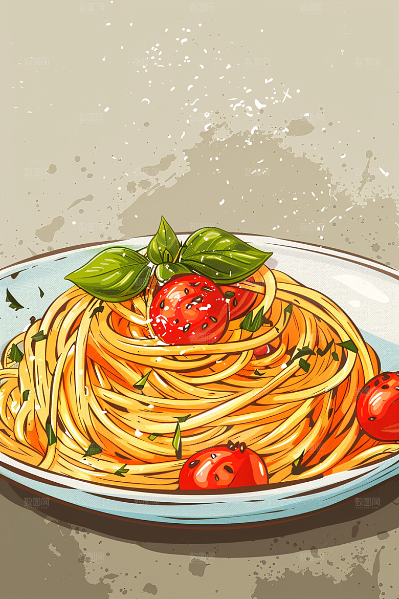 意大利面卡通面食插画