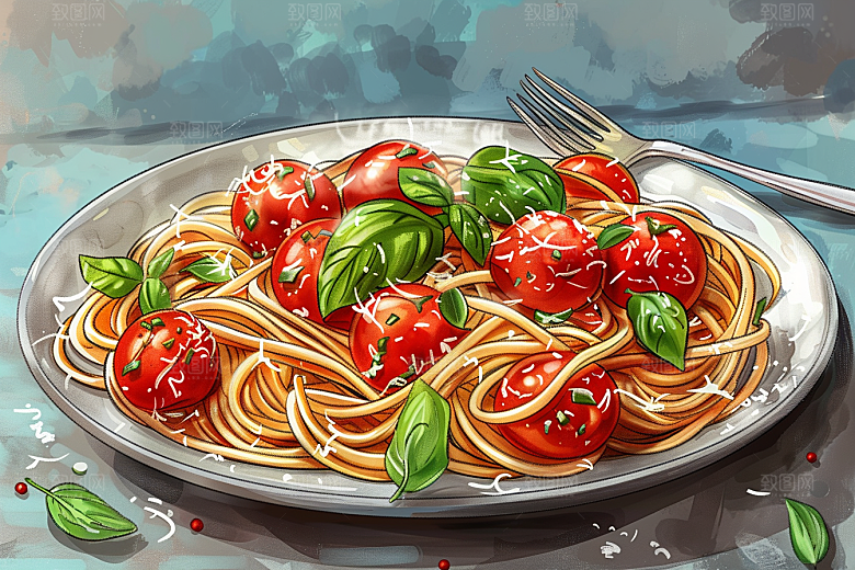 意大利面高清卡通插画