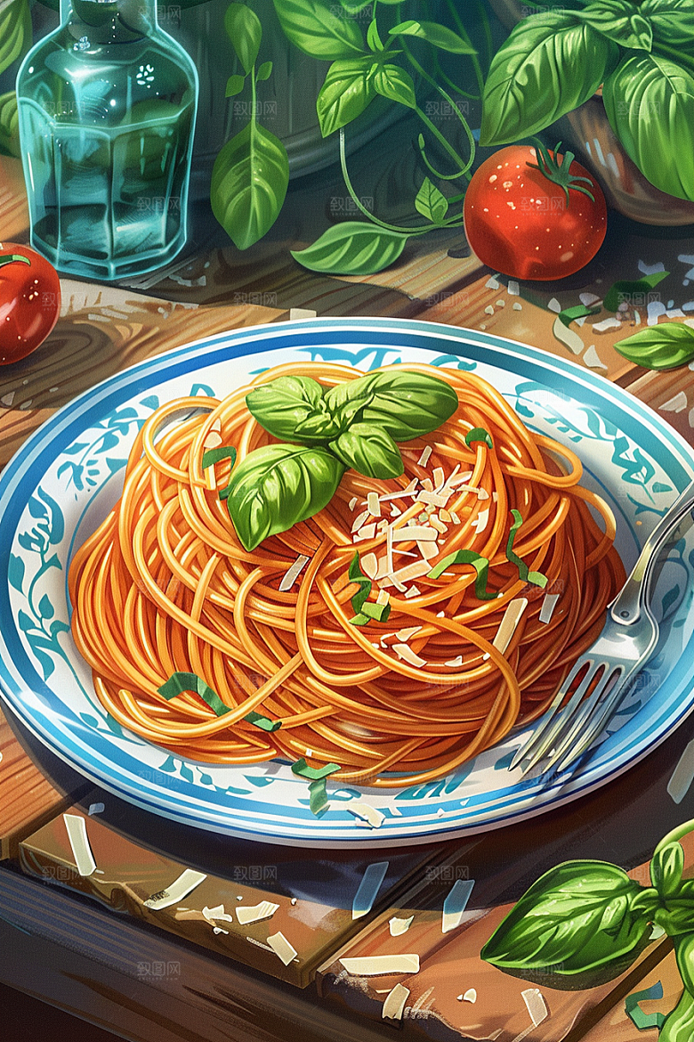 意大利面卡通高清插画