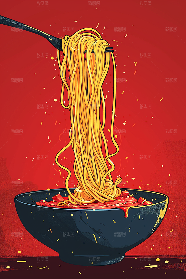 意大利面高清面条插画